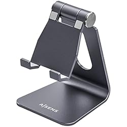 Soporte Movil Barato AISENS MS1PM-083 Soporte TAMAÑO M DE SOBREMESA Ajustable (1 PIVOTE) para TELEFONO/Tablet, Gris