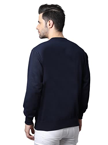 Image of BZR-Men's Fleece Round Neck Regular Sweatshirt (Sw Rrn Black 01-L Black L)(1903)