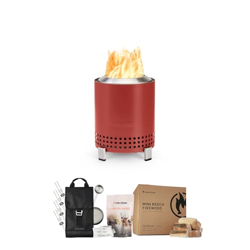 Image of Solo Stove Mesa Tabletop Fire Pit Starter Bundle | Incl. Low Smoke Mini Fire, Accessory Pack, Mini Beech Wood, Starter Packs, Fueled by Pellets or Wood, Mesa Size (HxW): 17,5 x 13 cm, 635 g, Mulberry