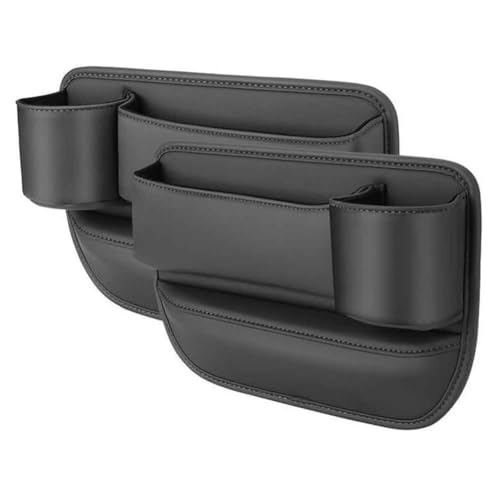 KUANDEDIAN Organizer Riempitivo Sedili Auto per Audi A1 A3 A4 A5 A6 A7 A8 Etron GT, PU Pelle Portabicchiere Scatola Portaoggetti Sedile Spazio Prova Perdite Tasca Laterale,C/Black