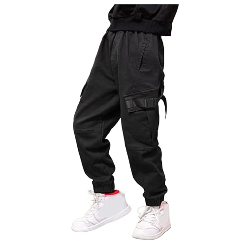 Boys Baggy Cargo Joggers Kids Hip Hop Streetwear Elastic Waist Casual Pants Relaxed Fit Trousers with Pockets
