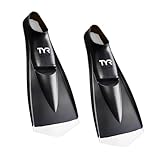 TYR Flexfin 2.0 Rubber Swim Fins - Adult Swimming Gear for Pool Lap Swimming, Training - Blade Fins Promote Proper Movement Through Legs and Feet - 100% Rubber - Color Coded - L, Black