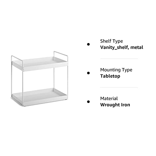 Aisung 2-Tier Bathroom Countertop Organizer Vanity Tray Cosmetic & Makeup Storage Kitchen Spice Rack Standing Shelf, White #TOP5