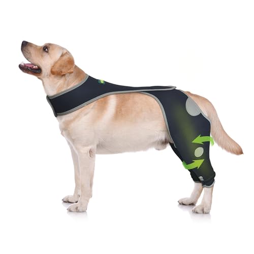 Image of Dog Back Leg Sleeve to Stop Licking - Hind Leg Recovery Sleeve for Wound Protection, Reflective Rear Leg Brace, Cone Alternative for Skin Damage Prevention - Size XS