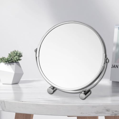 Espejo de maquillaje doble rotatorio 360° de mesa miniatura 4