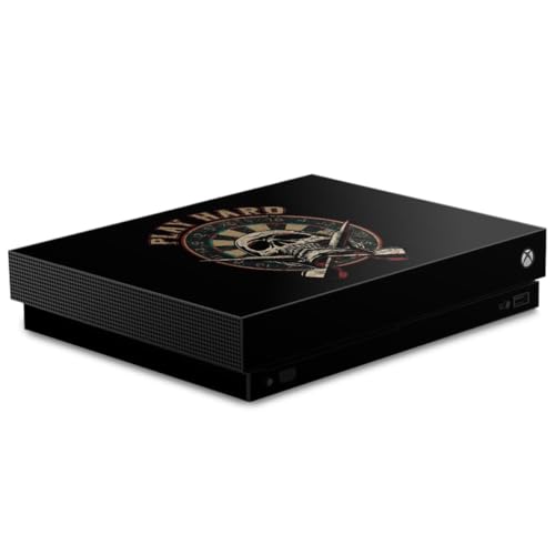 DeinDesign Skin kompatibel mit Microsoft Xbox One X Folie Sticker Totenkopf Dart Schädel DeinDesign Skin kompatibel mit Microsoft Xbox One X Folie Sticker Totenkopf Dart Schädel