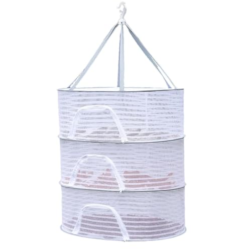 Image of Sun Drying Net - 3‑Layer Foldable Food Drying Rack, 50x70 cm Multilayer Hanging Mesh for Vegetables, Pulses, Herbs & Fruit - Indoor Hydroponics, Camping & Sun‑Drying