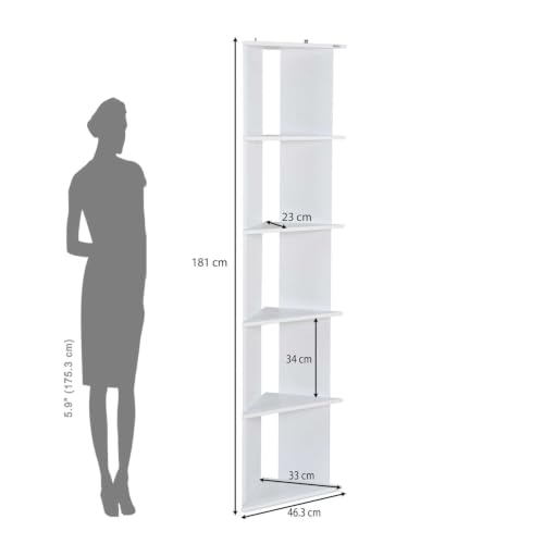 Image of Nilkamal Wales Wooden Book Case | Book Shelf with 5 Open Shelves | Engineered Wood| Multipurpose Storage Organizer | for Living Room, Office, Library | White | DIY(Do It Yourself)