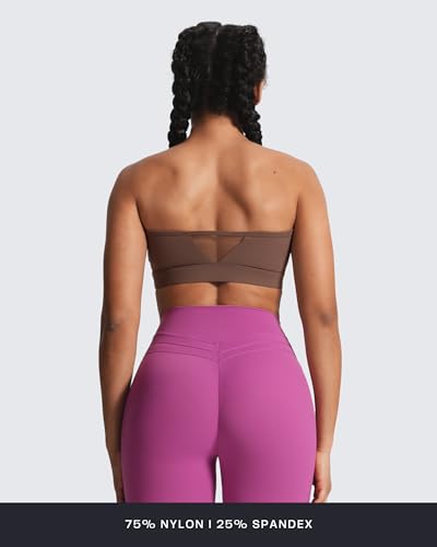 Image of Aoxjox Women's Workout Strapless Bandeau Mesh Bras Training Fitness Running Yoga Crop Tank