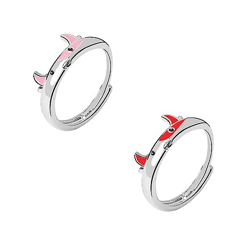 2Pcs Adjustable Ox Year Ring Creative Unisex Open Ring with Cute Horns Design for Festivals Parties Present for Friends Family