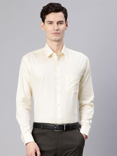 Image of Majestic Man Men's Solid Cotton Blend Wrinkle-Resistant Slim Fit Easy-Iron Formal & Office Wear