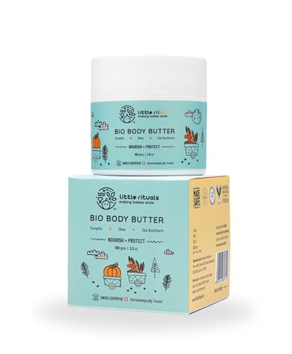 Baby BIO Body Butter - Nourish+ Protect Formulated with Best Plant Botanical -Pumpkin & SHEA Butter, SEABUCKTHORN Oil. Natural, Organic, Dermat Tested, Swiss Technology (100 gm)