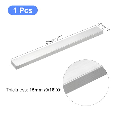 Image of uxcell Square Aluminum Flat Bar, 9 /16 inch Thick 1 inch Width 10 inch Length Square Aluminum Bar 6061 Aluminum Flat Plate, 15 x 25 x 254mm T6511 Solid New Mill Stock for Industrial Building