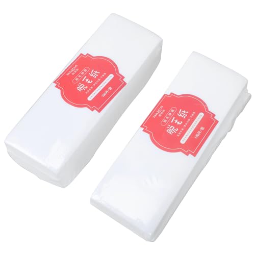 NOLITOY Bandas Depilatorias de Cera 200 Piezas Blancas Papel Depilatorio para Depilación Corporal y Facial Flexibles Adhesivas y Suaves Herramienta Efectiva para Eliminar Vello No