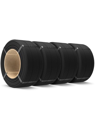 SUNLU 500g PETG Filament Refill 1.75mm, High Speed 3D Printer Filament Refill, No-Spool Matte Black PETG Refill for Reusable Spools Compatible with Bambu Lab A1 Printer, 4 Rolls 500g Each, 2kg Total