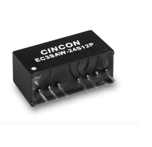 EC3SAW-24S12P, Isolated DC/DC Converters - Through Hole DC-DC Converter, 3 Watt, 4:1 Input Range, 9-36VDC Input, 12VDC Output, 1500VDC min. Isolation, Non-Conductive Black Plastic, SIP