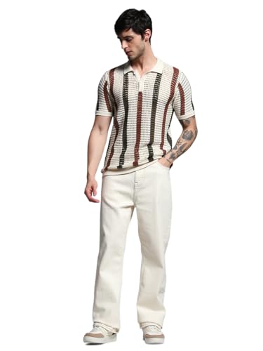 Image of Jack & Jones Men Self Design Polo Collar Cotton T-Shirt