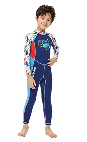 Traje de Neopreno de 2mm para niños. Traje de Buceo de una Pieza de Longitud Completa. Traje de baño de Manga Larga para Surf. Buceo. protección UV 033 Azul Marino XXL Cover