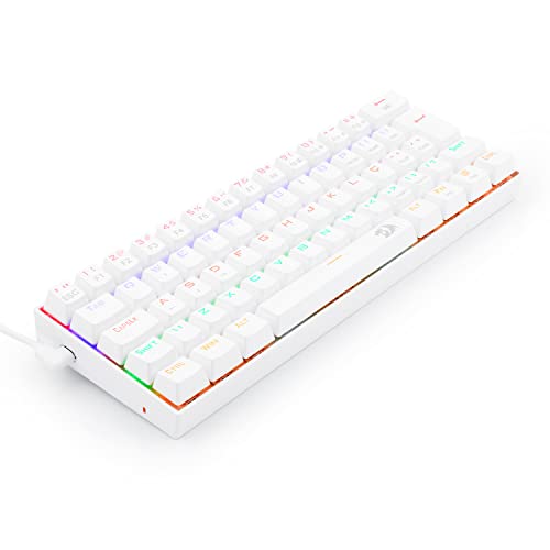 Teclado Mecânico Gamer Compacto Redragon Lakshmi Lunar White Iluminação Rainbow Switch Azul ABNT2 K6