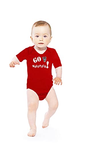 Image of Two Feet Ahead North Carolina State Wolves Go Team Long Sleeve Baby Bodysuit Creeper Baby Clothes Newborn Infants University College Officially Licensed(12 Months,North Carolina State Wolves)