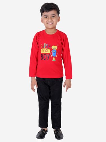 Image of superminis Boy's /Girls Cotton Round Neck Full Sleeves Regular Fit T Shirts With Trendy And Fun Prints