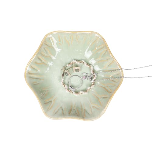 Bandeja de cerámica para joyas, bandeja para anillos, bandeja decorativa para llaves, para pasillos (verde claro)