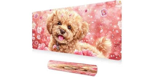 Grand tapis de souris XXL 1000x500x3mm mouse pad gamer antidérapant Teddy Fleurs