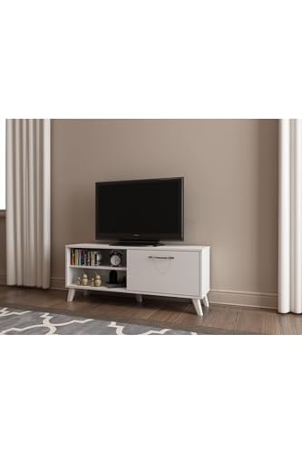 Beyaz 90 cm TV Ünitesi; Sehpa ve Kitaplık