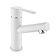 Tondiy Wasserhahn Bad Waschtischarmatur Weiß, Edelstahl Badarmatur Mischbatterie mit Auslauf Höhe 87 mm, Einhebelmischer Waschbecken Armaturen, Waschbeckenarmatur mit Wassersparfunktion