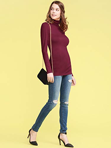 Image of Lock and Love Women's Turtleneck Top Lightweight Long Sleeve Slim Fit Pullover, Soft Rayon Stretch Layering Basic, S-3XL