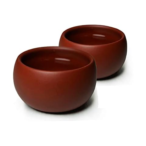 Yxhupot Red Dahongpao Clay Tea Cups Cover
