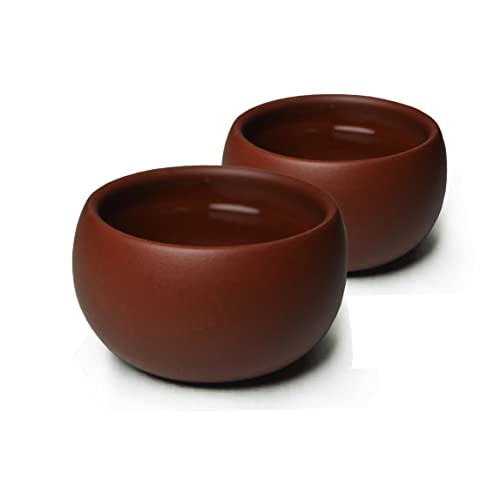 YXHUPOT Teacup 2pcs Chinese Clay Genuine Red Dahongpao Zini Zisha Gongfu Tea Cups 50ml (Red)