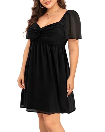 Image of Pinup Fashion Plus Size Graduation Homecoming Chiffon A-line Short Dress