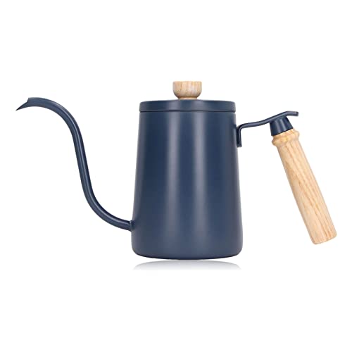 Hervidor de cuello de cisne de acero inoxidable EMUKOEP con mango de madera elegante azul 7