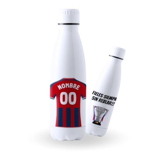 DEREGALOOS Botella Acero Inoxidable 700ml Personalizada con Nombre Huesca. Botella Deportiva para Aficionados. Hidratación Escolar Gimnasio Regalo Original