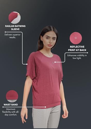 Image of Women UPF Sun Protection Eco Friendly Yoga Top with Batwing Sleeve