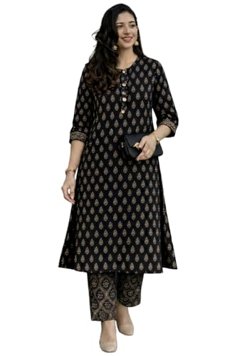 Image of ANNI Designer Kurta Set for Women Viscose Printed | Kurti Set for Woman | Kurta Pant Set | 2 Piece Set Women | Mandarin Neck 3 /4 Sleeve Regular Fit Stylish Ethnic Outfit Clothing