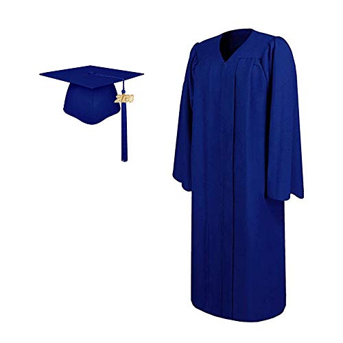 2020 Matte Adult Graduation Gown Cap Tassel Set (Royal Blue, 57''[6'0''-6'2''])