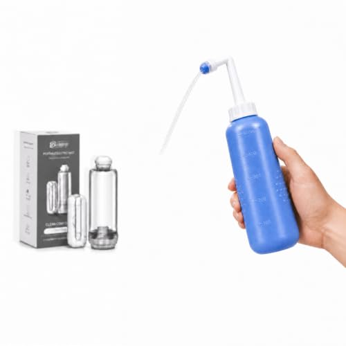 BosuTop Portable Bidet, 500mL Travel Rinse Bottle, Dual Nozzles, Bag, Peacock Blue - image 1