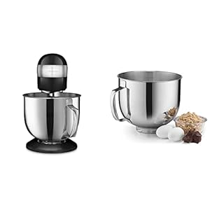 Cuisinart SM-50BK 5.5 Quart Stand Mixer, Manual, Onyx Black & SM-50MB 5.5-Quart Mixing Bowl, Stainless Steel
