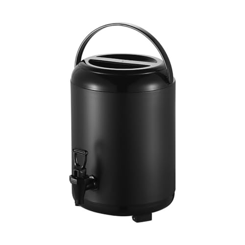 ケトル、魔法瓶、業務用ミルクティーバケツ、大容量水筒、ステンレス魔法びんバケツ、保冷、保温、キャンプ用品、アウトドア、水タンク飲料サーバー、ウォーターサーバー、スポーツドリンク対応、アウトドア、部活、防災、家庭用 (ブラック,8L)