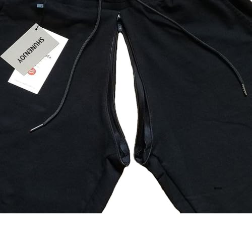 Summer Spring Men Invisible Zipper Open Crotch Pants Sports Casual Black Plus Size Loose Trousers3
