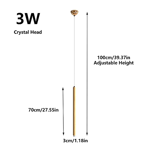 Lámpara Colgante de Aluminio y Cristal Tubo Largo LED 3000K Altura 70cm 3