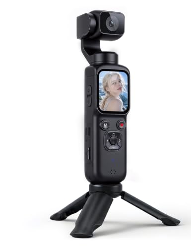 4K Vlogging Camera with Tripod Mount, Pocket Camera, Face Tracking & WiFi