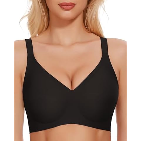Vinfact Seamless Bras for Women No Underwire Wireless Push up Bralettes Soft Support T Shirt Sleep Bra with Bra Extenders BKL Black Cover