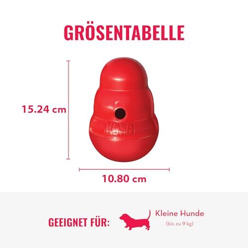 KONG – Wobbler – Interaktiver, Spülmaschinenfester Leckerlispender – Für Kleine Hunde