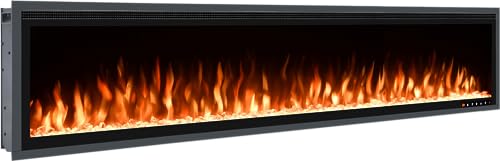 Wärme Firebox Panoramic Slim Frame Recessed Media Wall Inset Electric Fireplace with Multi Flame Colours 1400W/1600W