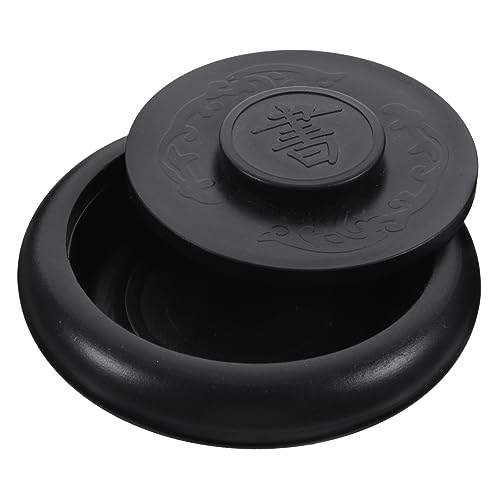 HOODANCOS 4 Inch Retro Chinese Inkstone Lid Calligraphy Painting Preserve Writing Drawing