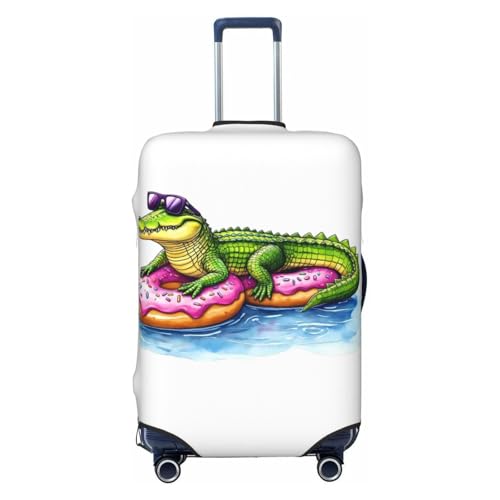 Alligator Donut Pool Float Print Luggage Covers Suitcase Protector Fit 18-32 Inch Luggage-Small