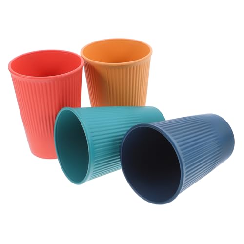 Alipis Elegant Straw Cups Set 4 Pcs - Leakproof Lightweight Vertical Stripe for Camping Picnic Dinner